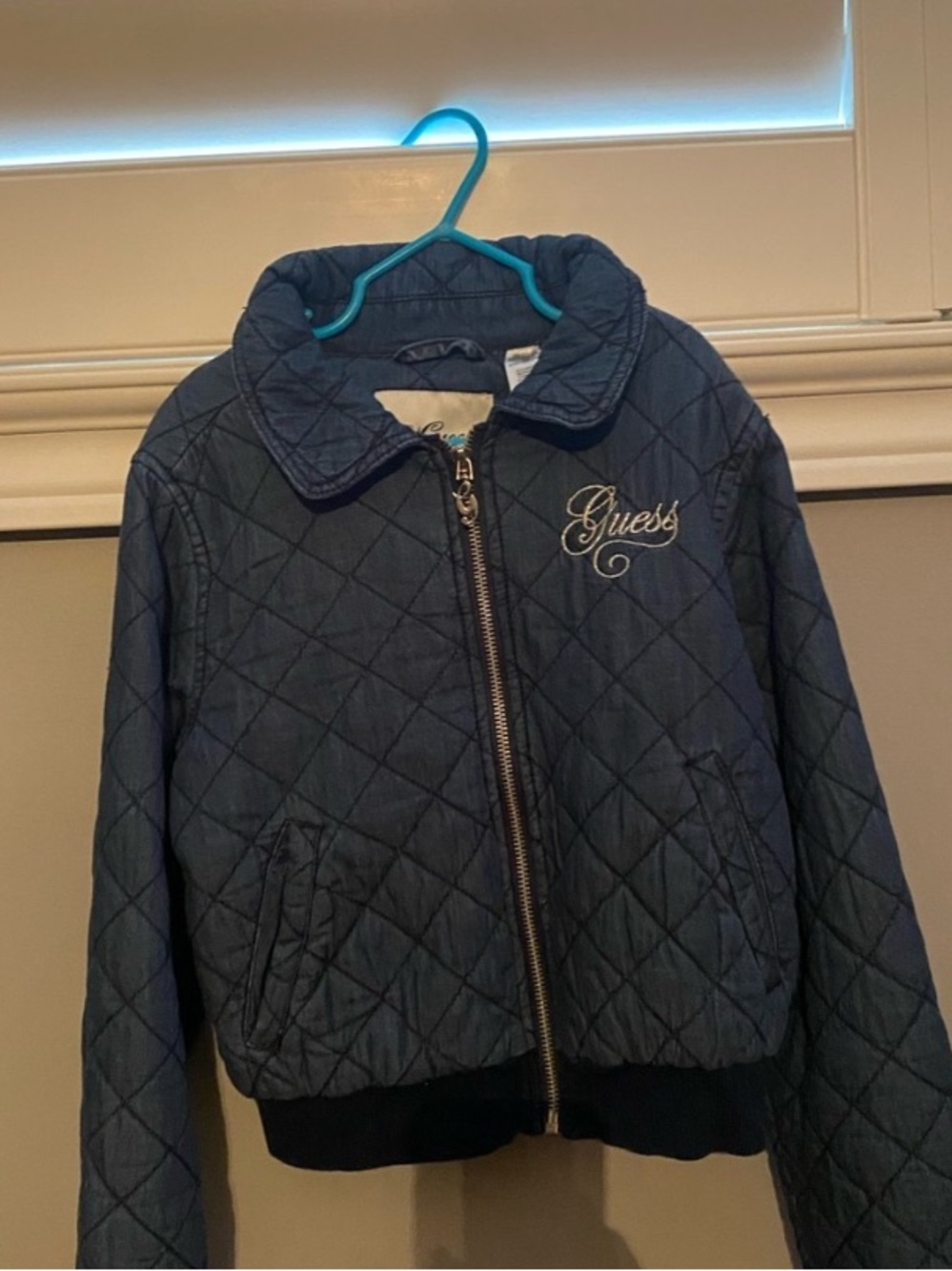 Guess Navy Quilted Girls' Zip Front Jacket